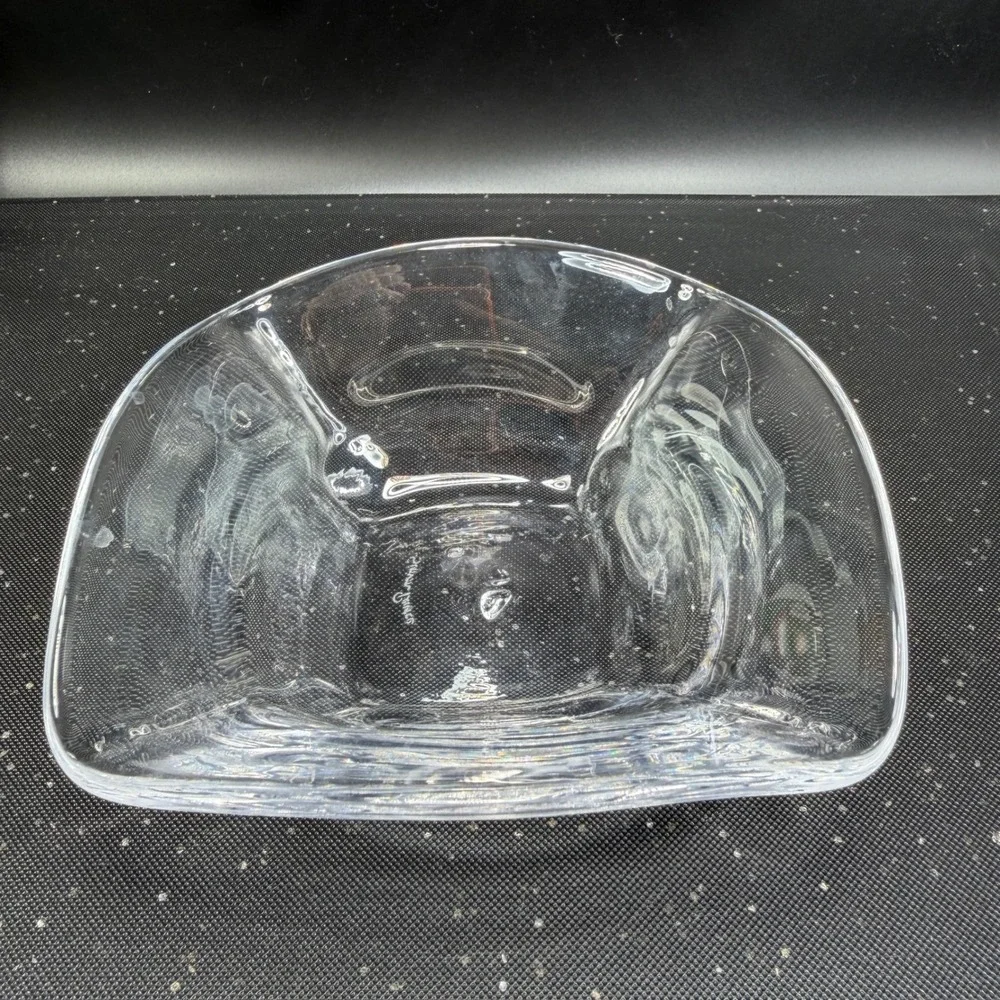 Simon Pearce Woodbury Glass Bowl Clear Hand Blown Signed Crystal Dish‎ Bowl VTG